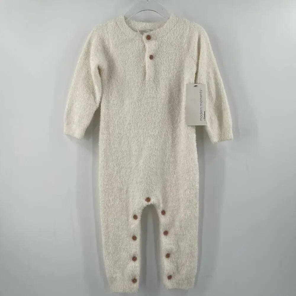 GERBER MODERN MOMENTS Baby Onesie 12 Months Faux Fur Fuzzy Comfy Unisex NWT